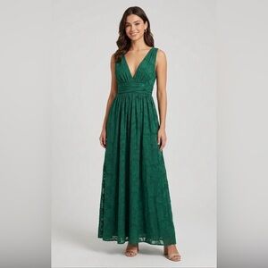 Lulus Emerald Green Floral Jacquard Maxi Dress - XL - NWT